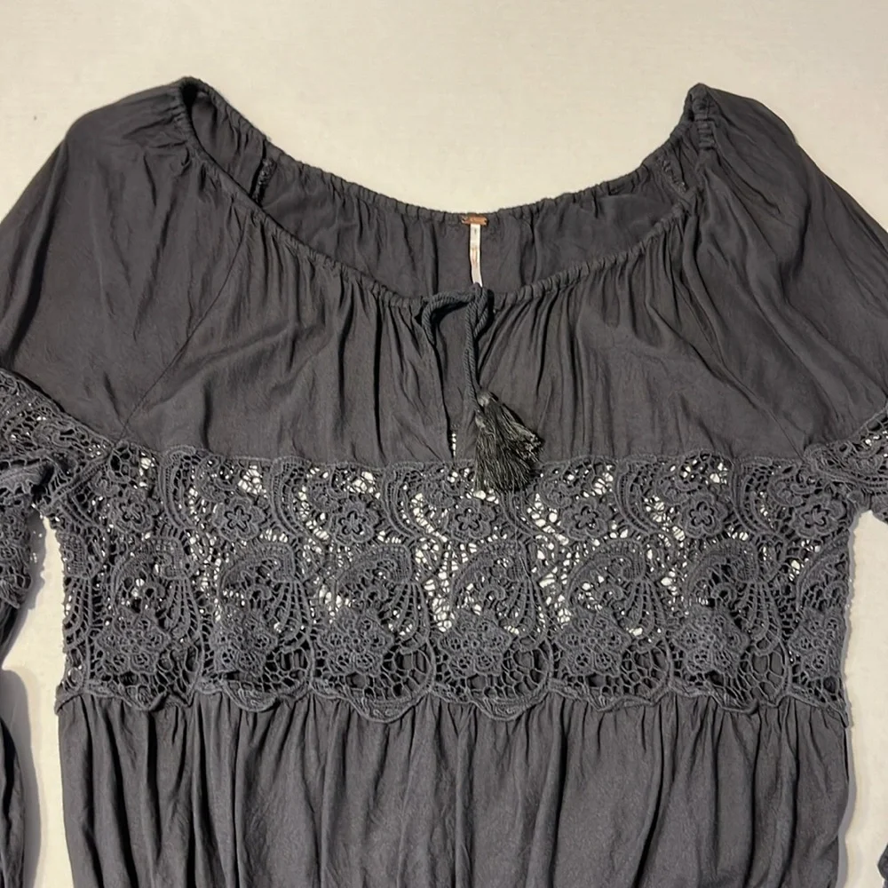 Free People Peasant Lace Top Boho Blouse Rodeo Prairie Size XSmall